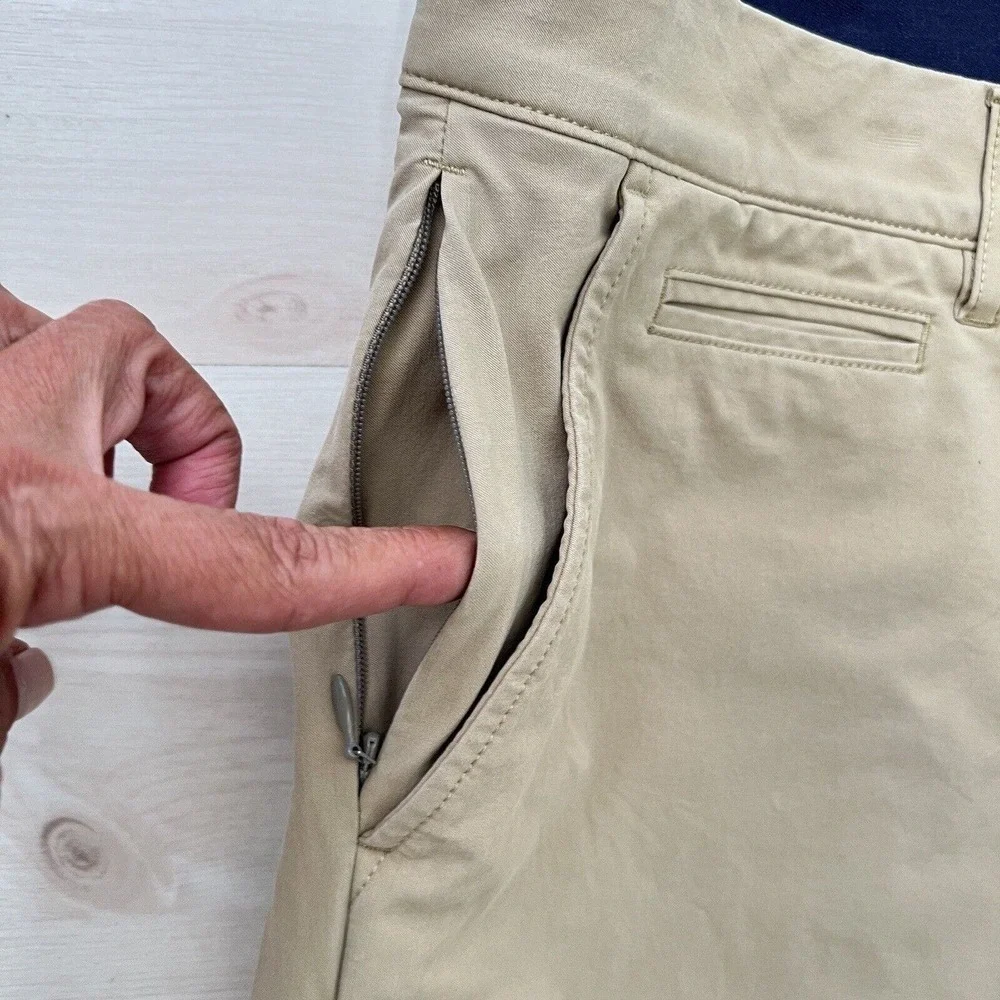 J.Crew Stretch Chino Pants Men's 36 X 32 Beige Flat Front Zip Pockets 484 Slim